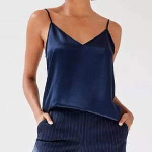 Aritzia Babaton Navy Blue Everly Camisole Satin - Size Small